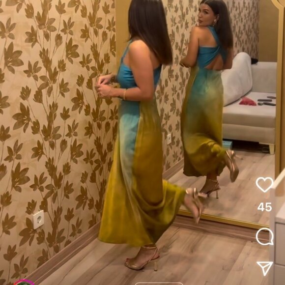 ZARA ASYMMETRICAL SATIN EFFECT TIE DYE DRESS - Picture 6 of 16